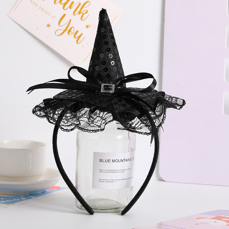 万圣节头箍南瓜派对女巫帽装饰用品亮片巫婆帽发箍发饰详情5