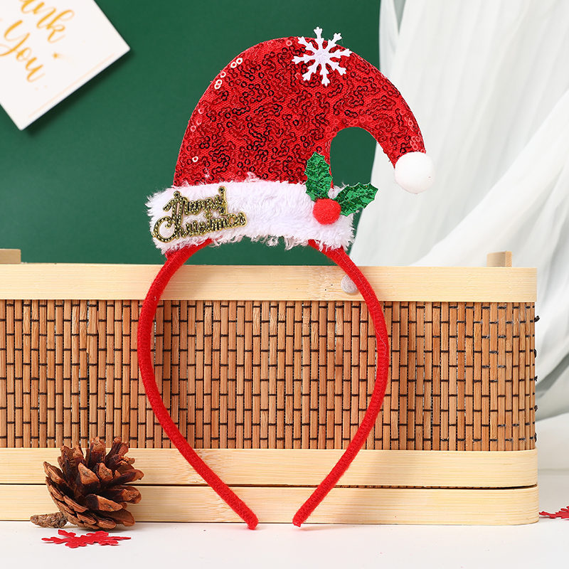 新款热卖圣诞帽子铃铛圣诞树发箍儿童节日派对头饰礼品装饰品详情5