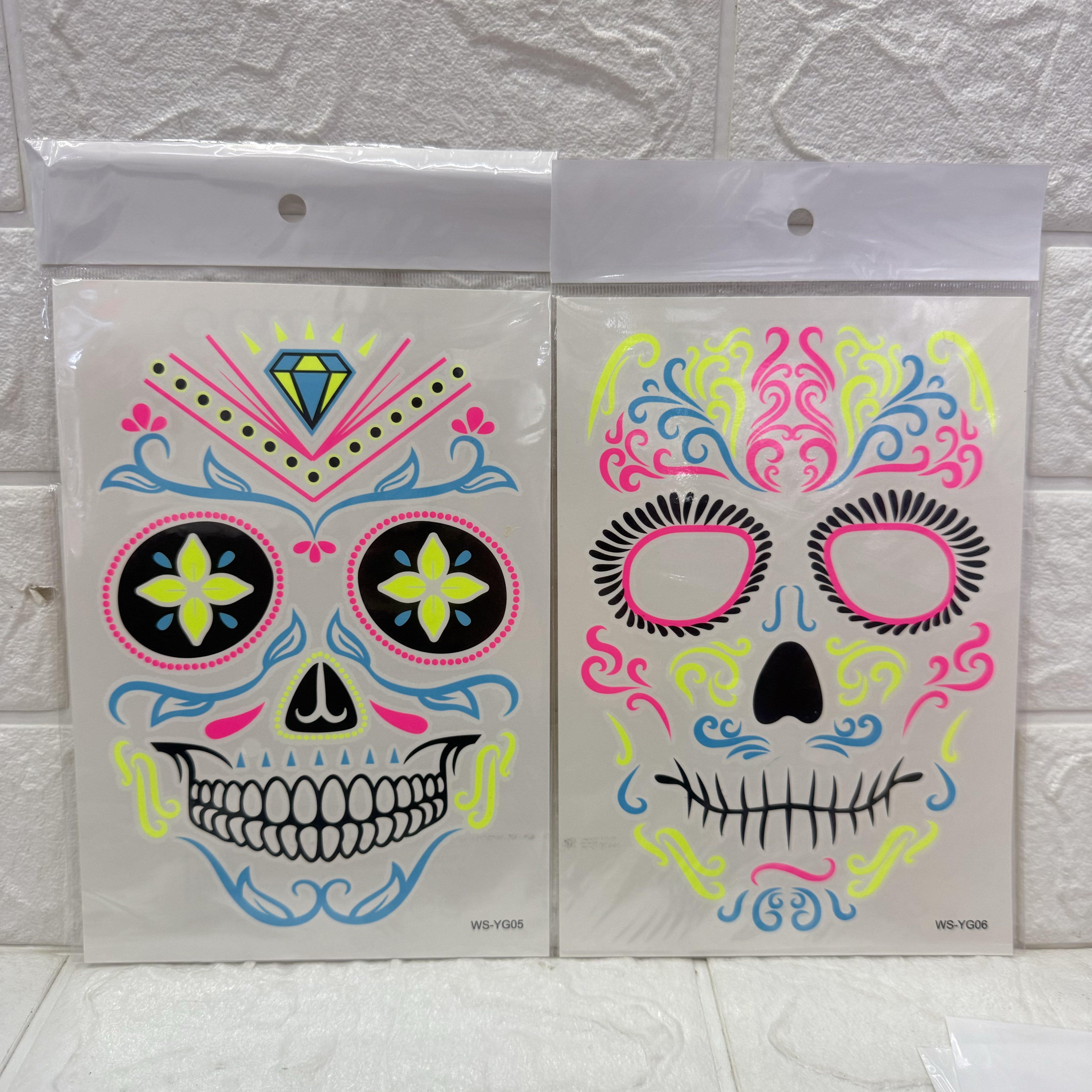 Halloween Fluorescent Halloween Death Tattoo stickers Face stickers, ghostly party face stickers, waterproof tattoo stickers Specification image