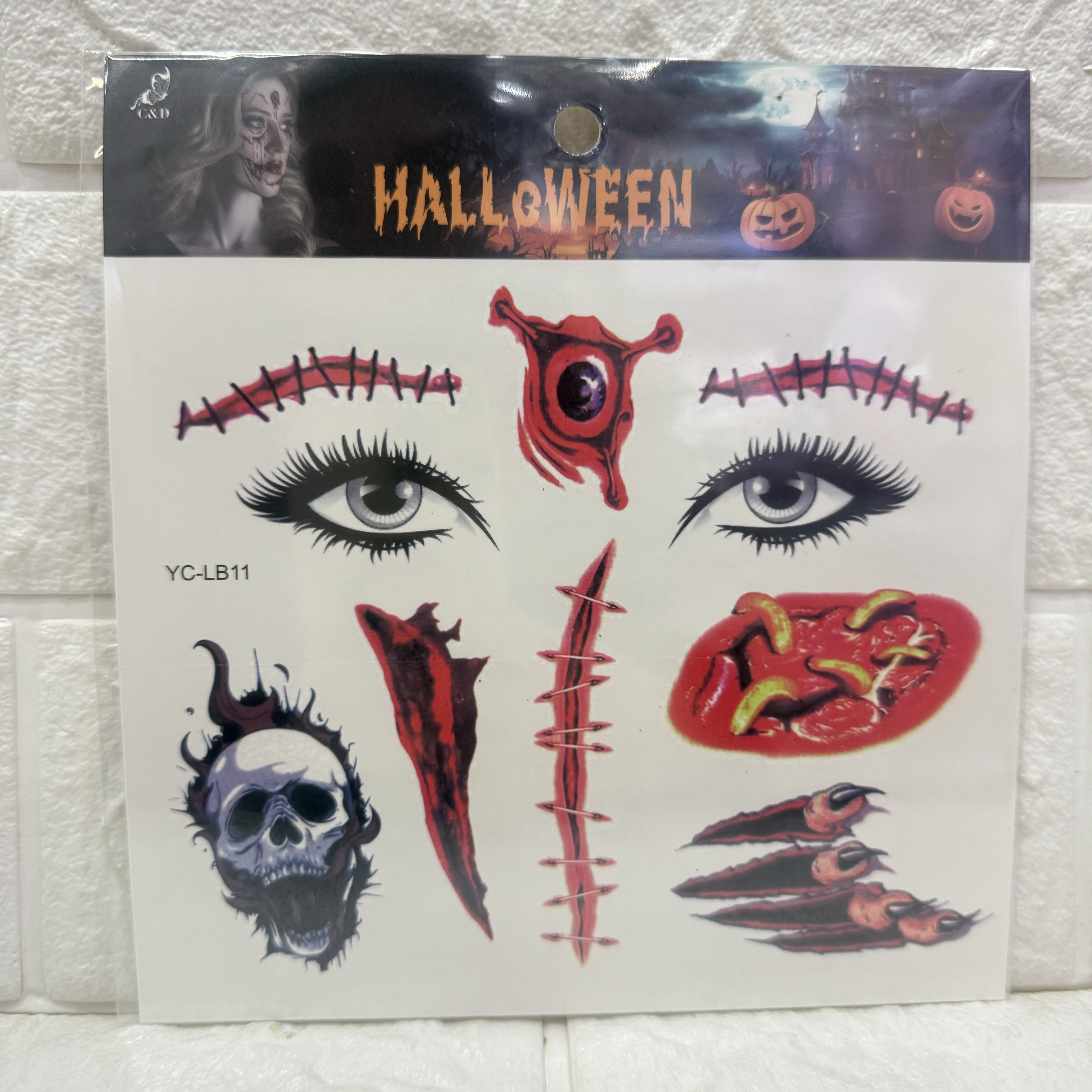 Halloween tattoo stickers, scary abrasions, waterproof tattoo stickers, scars, fake scars, male and female simulated injury tattoo stickers details Picture