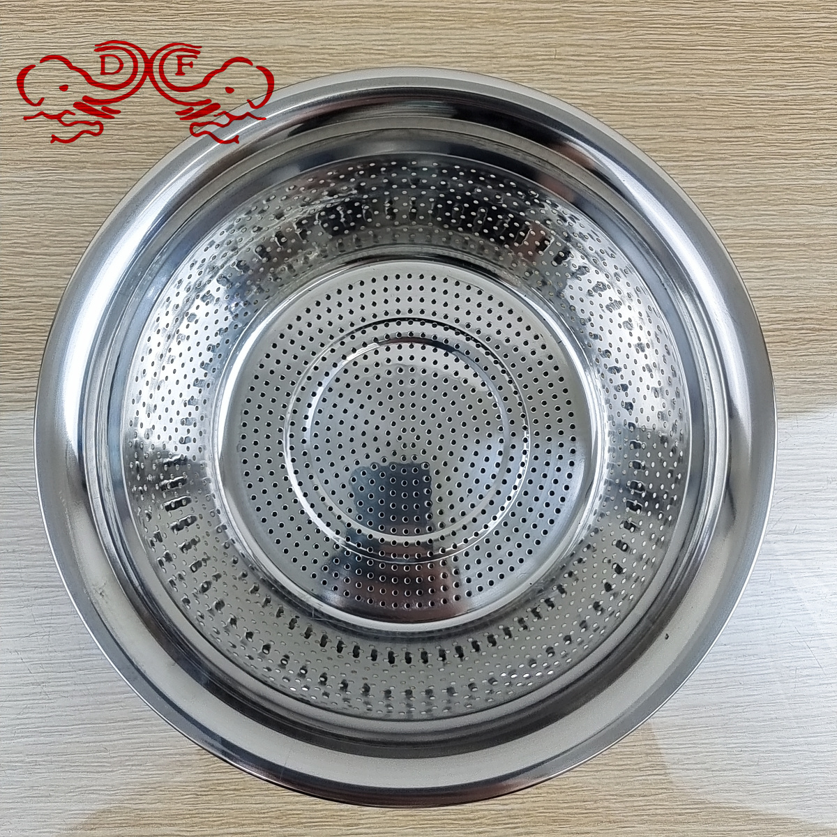 DF99907 stainless steel rice sieve, rice washing sieve with perforated design, food-grade stainless steel material, multiple sizes available, DF TRADINGHOUSE Specification image