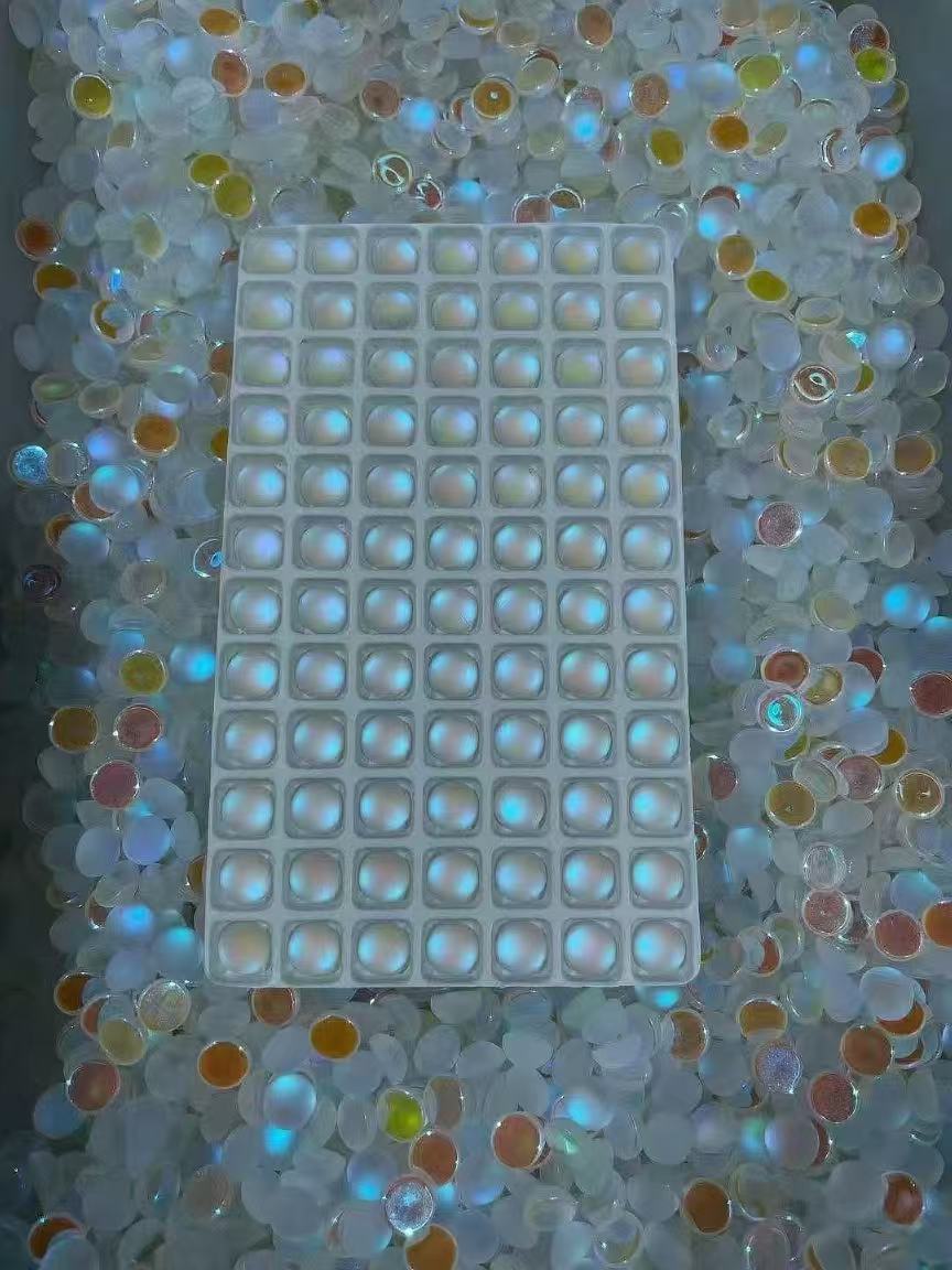 8mm半圆磨砂极光色耳钉配件饰品项链吊坠配件