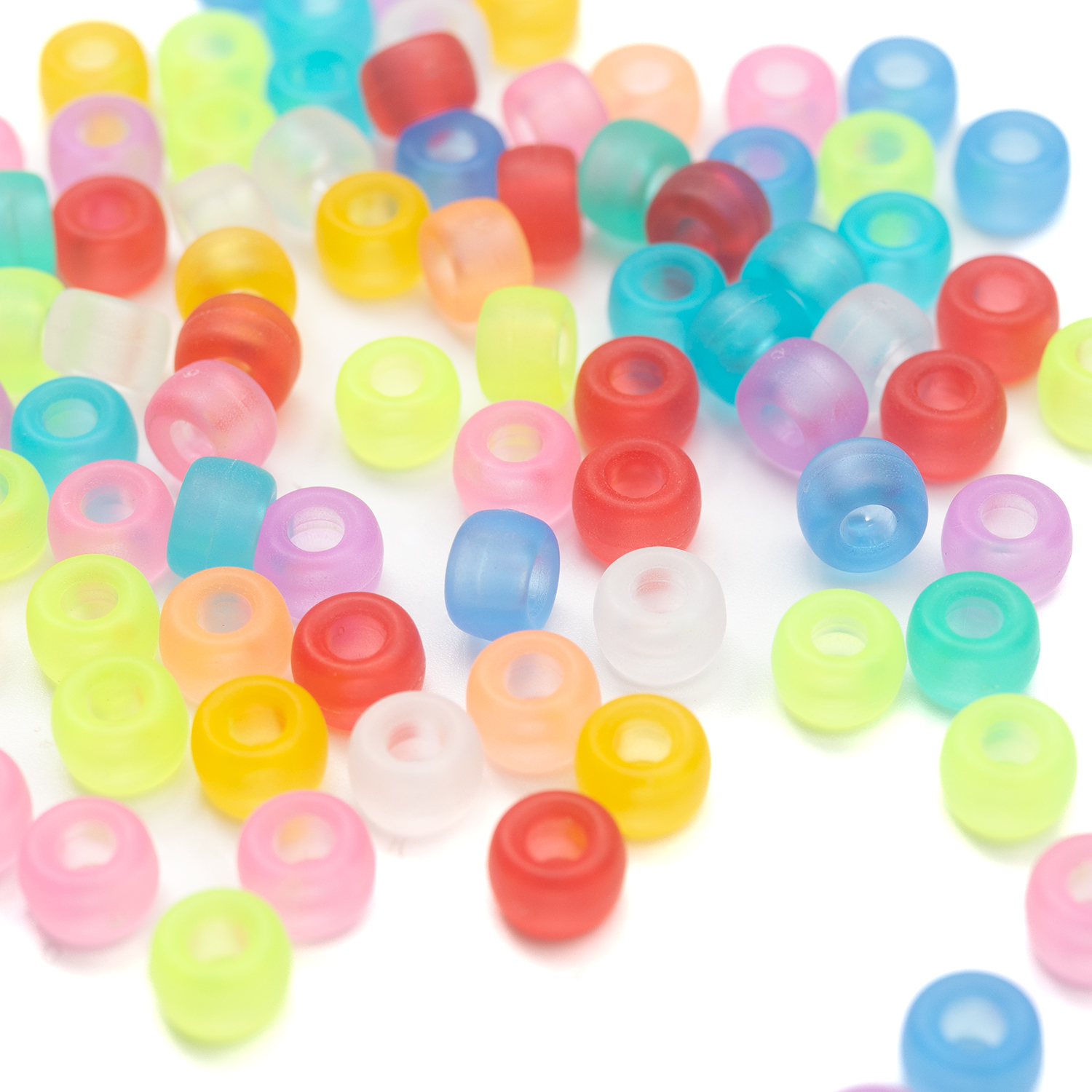 PS6*9MM桶珠透明磨砂混色PONY珠儿童DIY串珠散珠饰品配件详情3