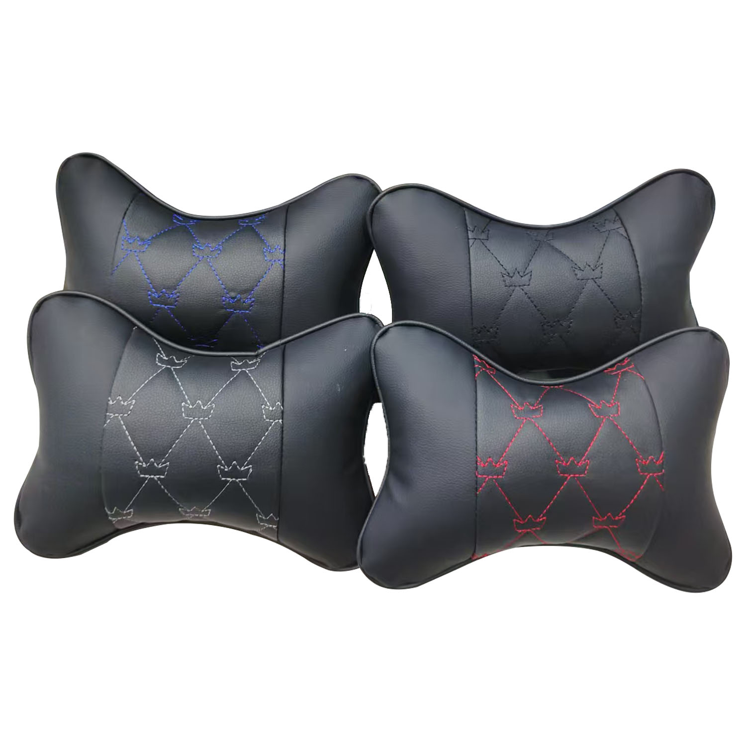 工厂批发跨境电商新款爆款套装皮革定做汽车用品 汽车头枕 汽车方向盘套车载用品汽车睡觉神器白底实物图