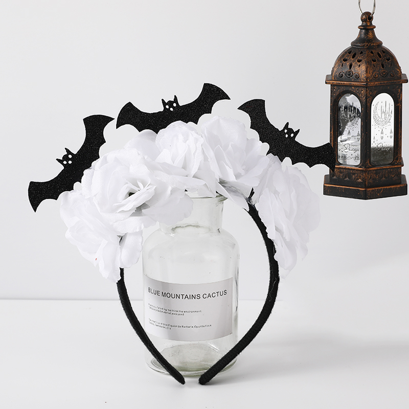 万圣节玫瑰花装饰发箍5花小蝙蝠发箍派对发饰游乐园装扮详情7