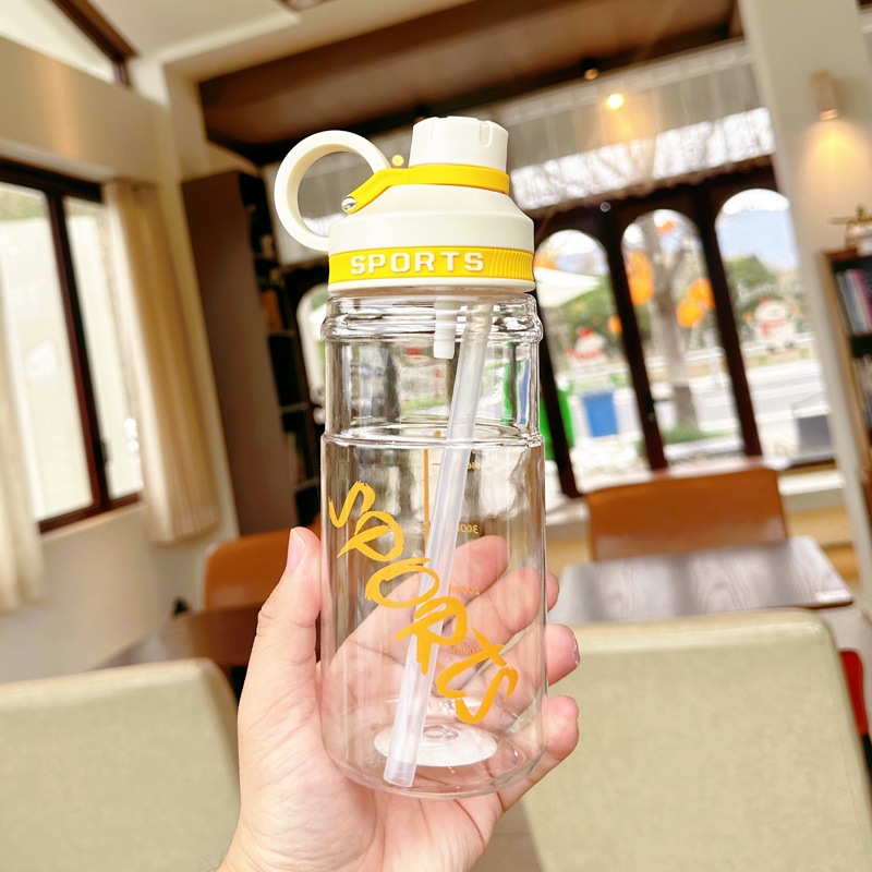 X152-Xbd-6090 Summer Portable And Simple Water Cup, High Appearance Level For Boys And Girls, Double-Drinking Straw Cup, Household Anti-Drop Plastic Cup For Students undefined