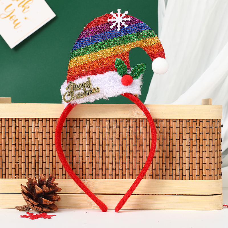 新款热卖圣诞帽子铃铛圣诞树发箍儿童节日派对头饰礼品装饰品详情6
