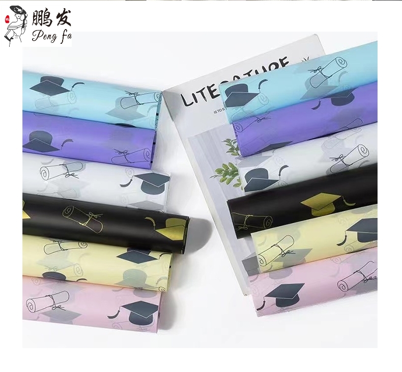 Pengfa Packaging Factory Store Graduation Season Waterproof Bow, book roll, flower wrapping paper, College entrance examination Doctoral cap, sunflower bouquet wrapping paper, Special flower wrapping paper for flower art and flower shops, thickened waterproof Korean plain paper, flower bouquet wrapping paper detail image 8