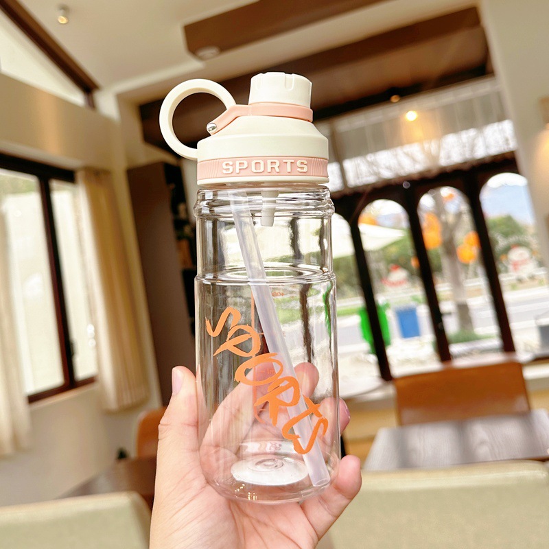 X152-Xbd-6090 Summer Portable And Simple Water Cup, High Appearance Level For Boys And Girls, Double-Drinking Straw Cup, Household Anti-Drop Plastic Cup For Students undefined