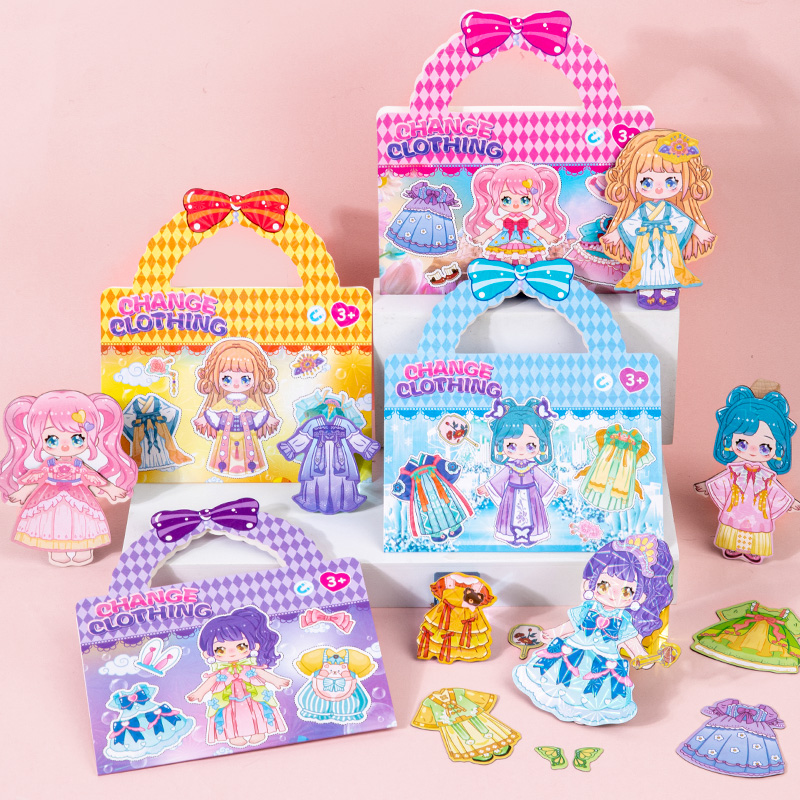 Cartoon change up makeup bag set Girl change quiet book Manual DIY change set change refrigerator sticker four optional CPC CE export certificate details Picture