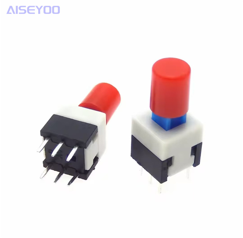 Six-pin push-button switch, 5.8*5.8, 7*7, 8*8, 8.5* 8.5mm, self-locking, lock-free switch, 6-pin push-button switch with key cap, push-button switch Application Scenario