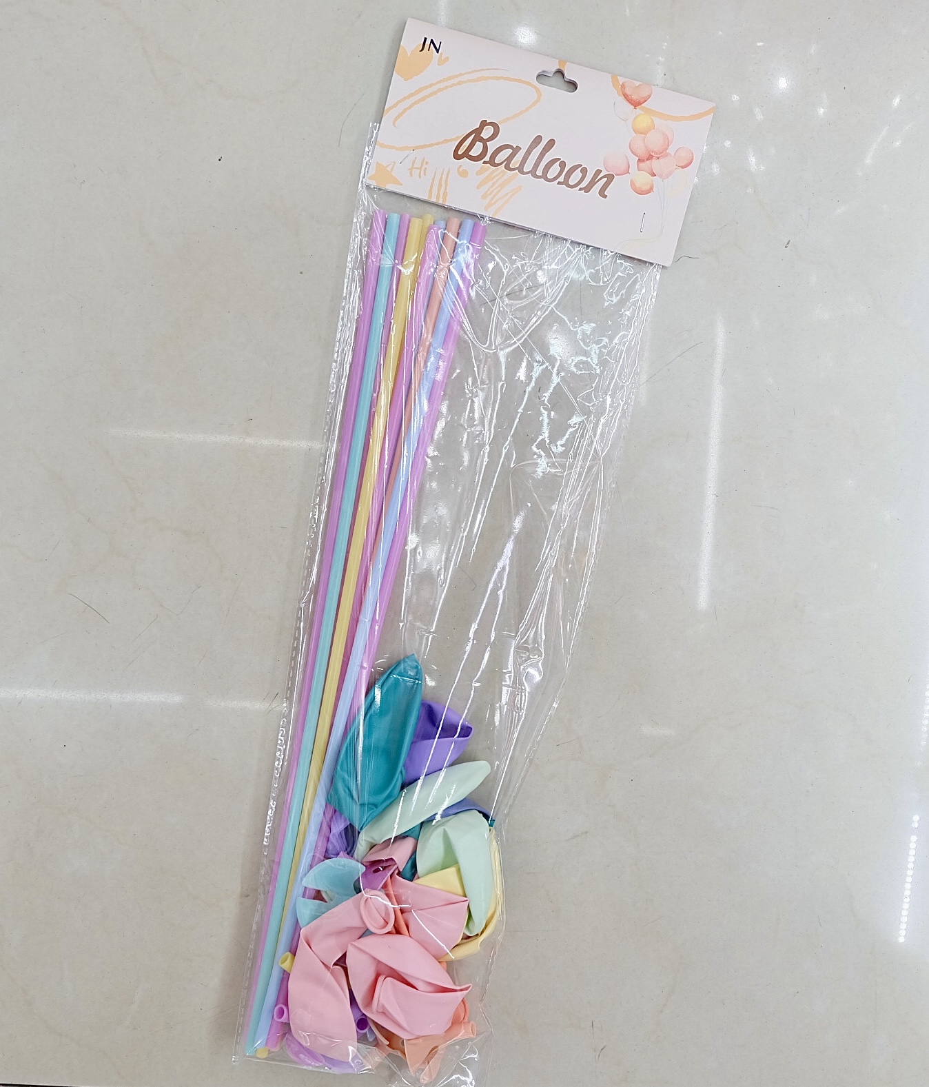 马卡龙色气球10个套装订卡外贸定制加杆子