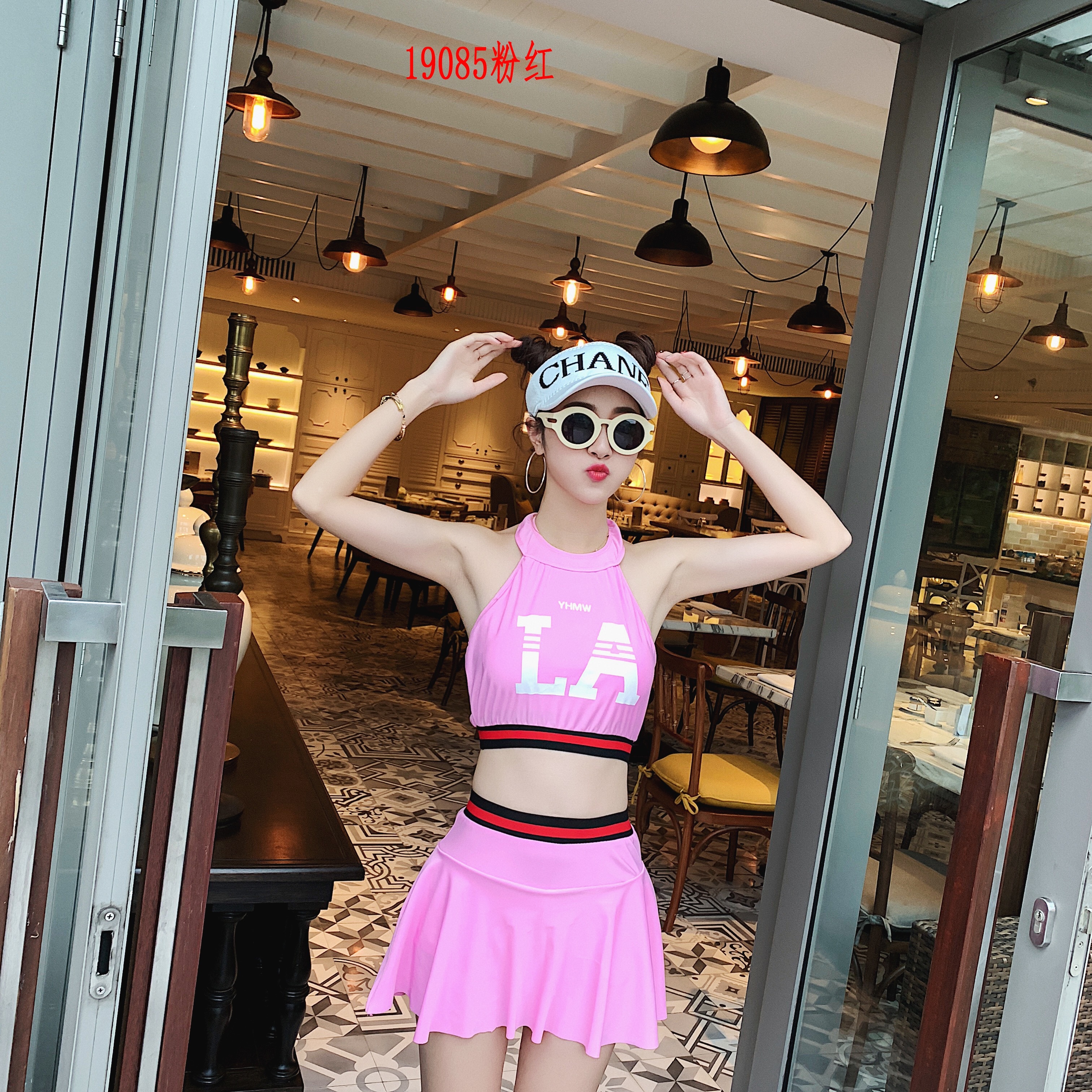 好面料彩色松紧带少女露脐时尚分体裙黑色粉色藏青特价促销