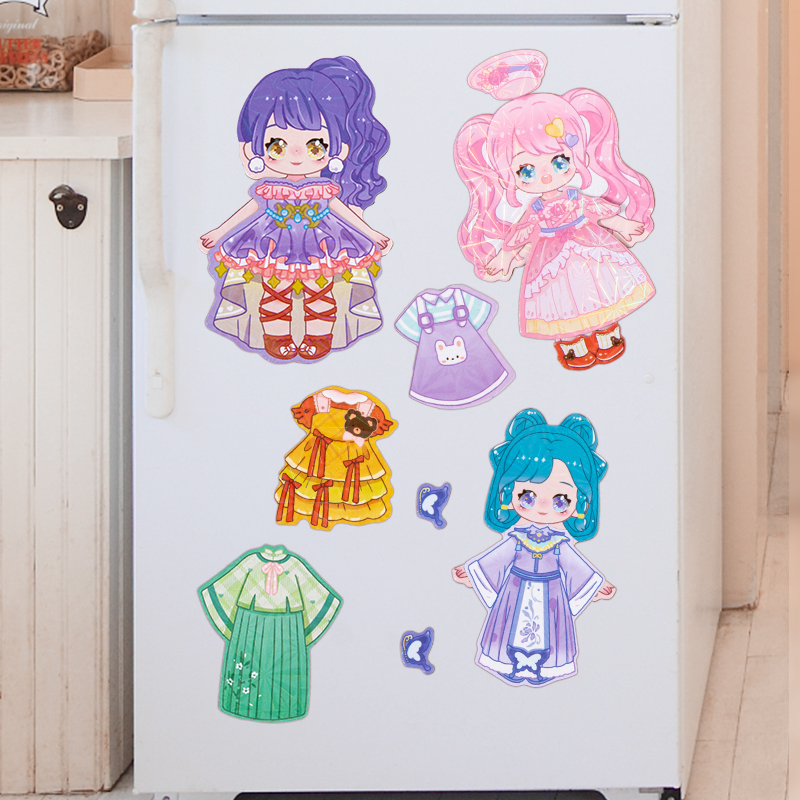 Cartoon change up makeup bag set Girl change quiet book Manual DIY change set change refrigerator sticker four optional CPC CE export certificate Specification drawing