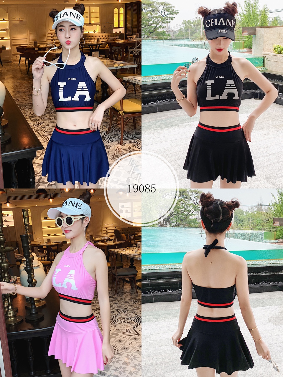 彩色松紧带少女露脐时尚分体裙黑色粉色藏青特价促销10元