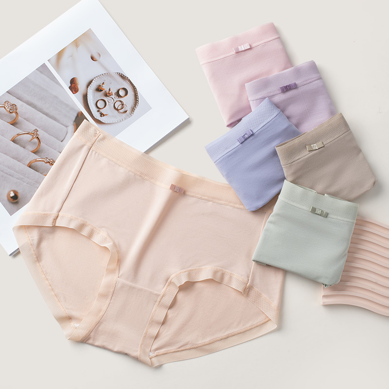 纯色棉内裤女士内裤修身平角裤简约透气女装裤