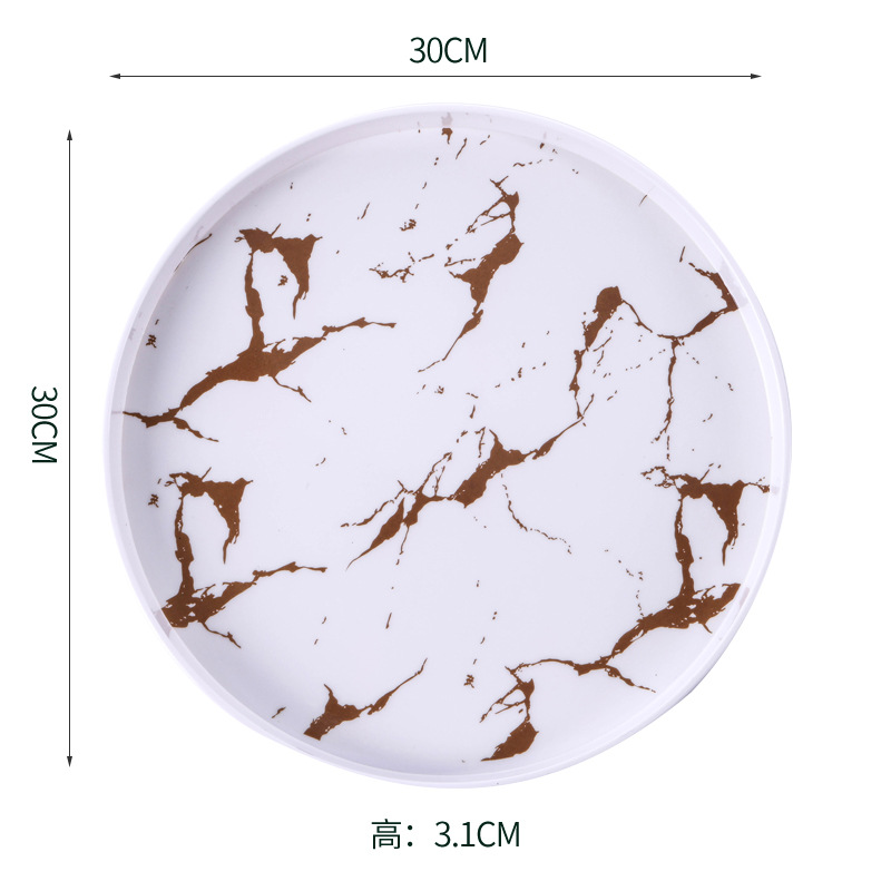 【 Welcome to inquire about bulk Prices 】ED20744 Cross-border trade factory direct supply, new retro melamine tray, European hotel round tea tray, household fruit and dessert storage tray, wholesale discount, practical and durable plastic tray Item Picture