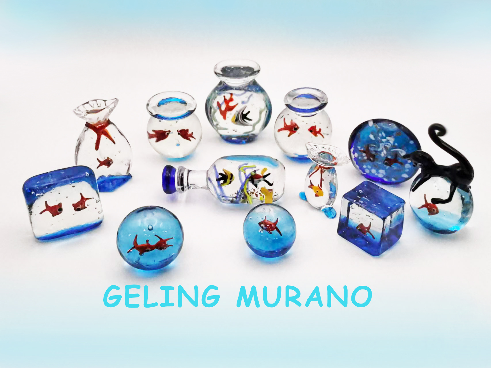 新款鲸鱼造型桌面摆件迷你琉璃福袋鱼缸装饰手工DIY工艺品饰品艺术品