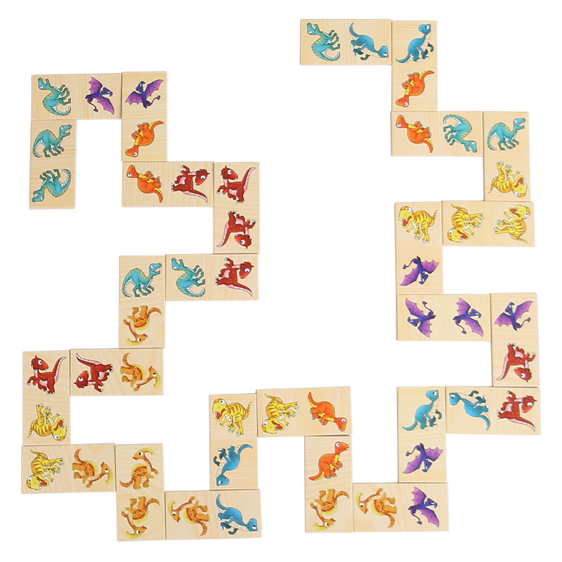 Children's puzzle toys domino jigsaw matching blocks Solitons game props parent-child interactive board game fruit vegetables animal dinosaur traffic shape six optional Item Picture