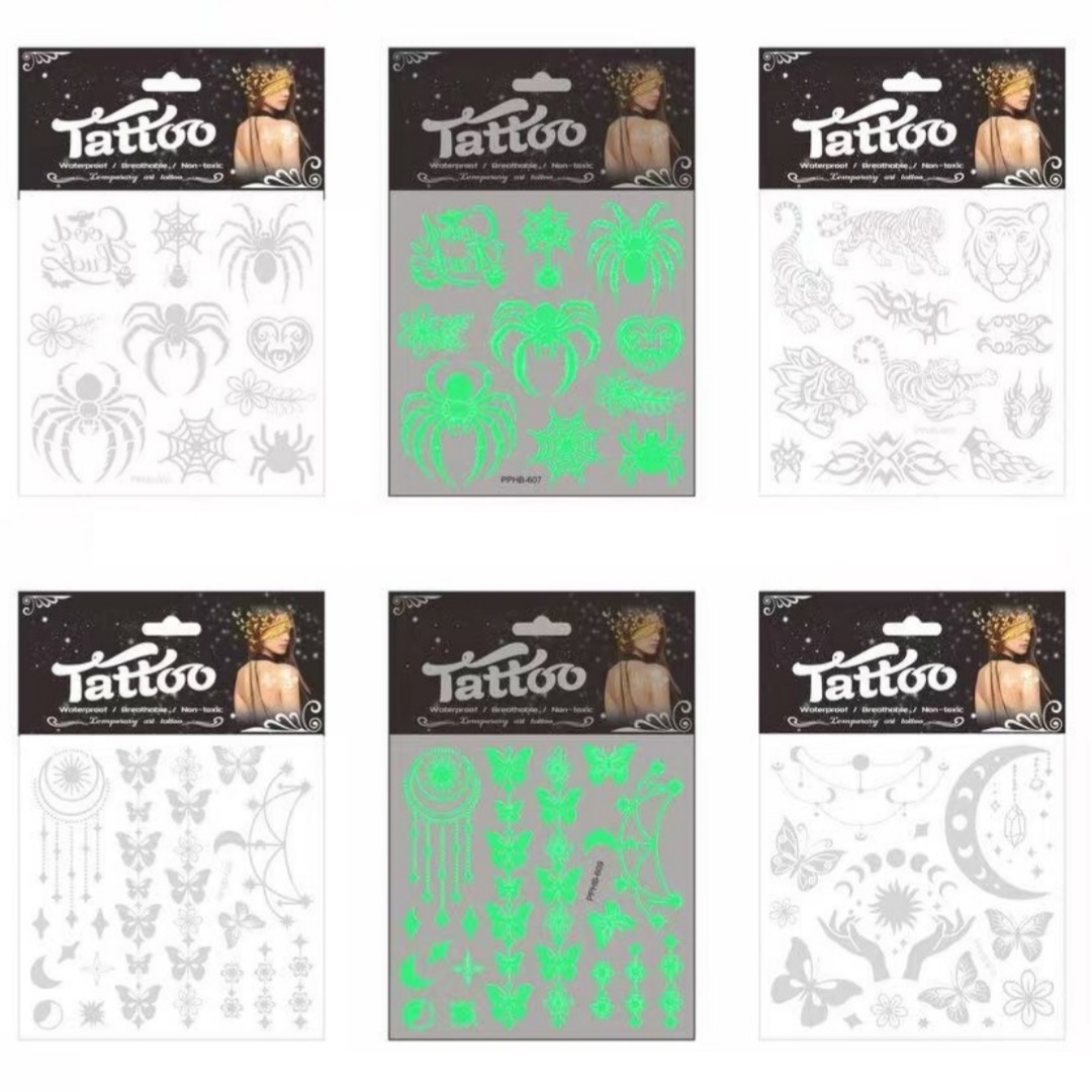 Luminous tattoo stickers, luminous gold powder stickers, cartoon fun stickers, tattoo stickers details Picture