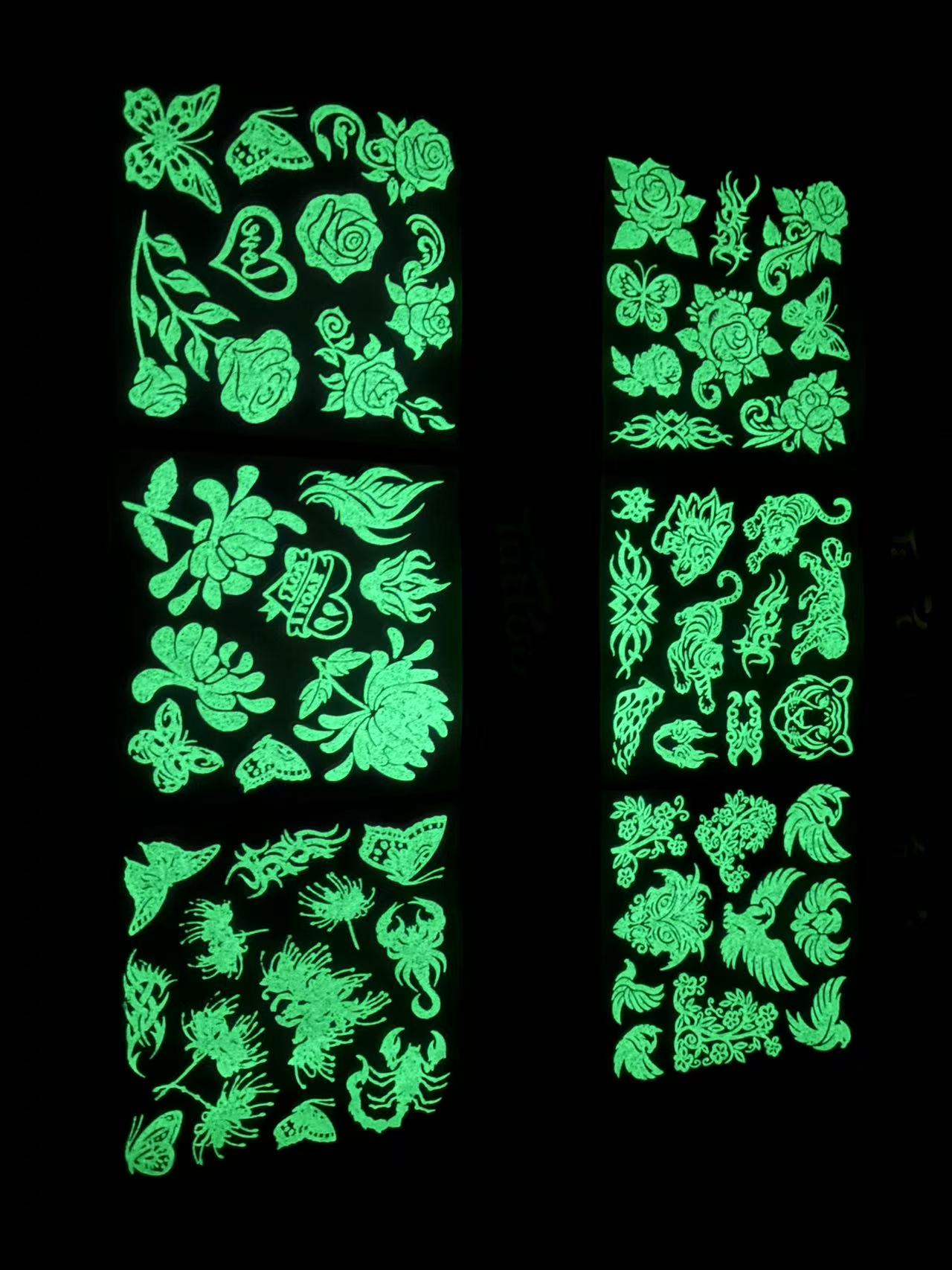 Luminous tattoo stickers, luminous gold powder stickers, cartoon fun stickers, tattoo stickers Item Picture