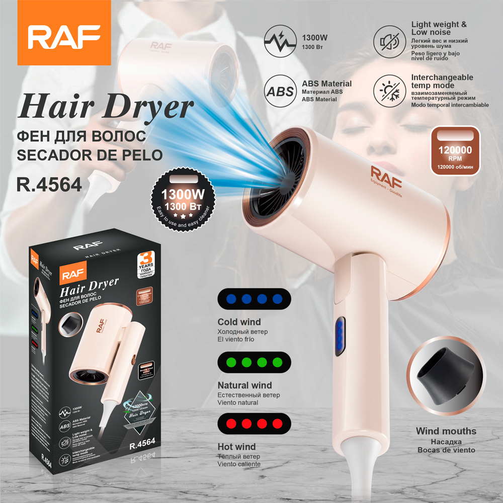 RAF European standard cross-border high-speed hair dryer, home hair-protecting hair dryer, negative ion hair care, silent R.4564