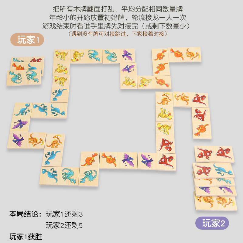 Children's puzzle toys domino jigsaw matching blocks Solitons game props parent-child interactive board game fruit vegetables animal dinosaur traffic shape six optional Specification drawing
