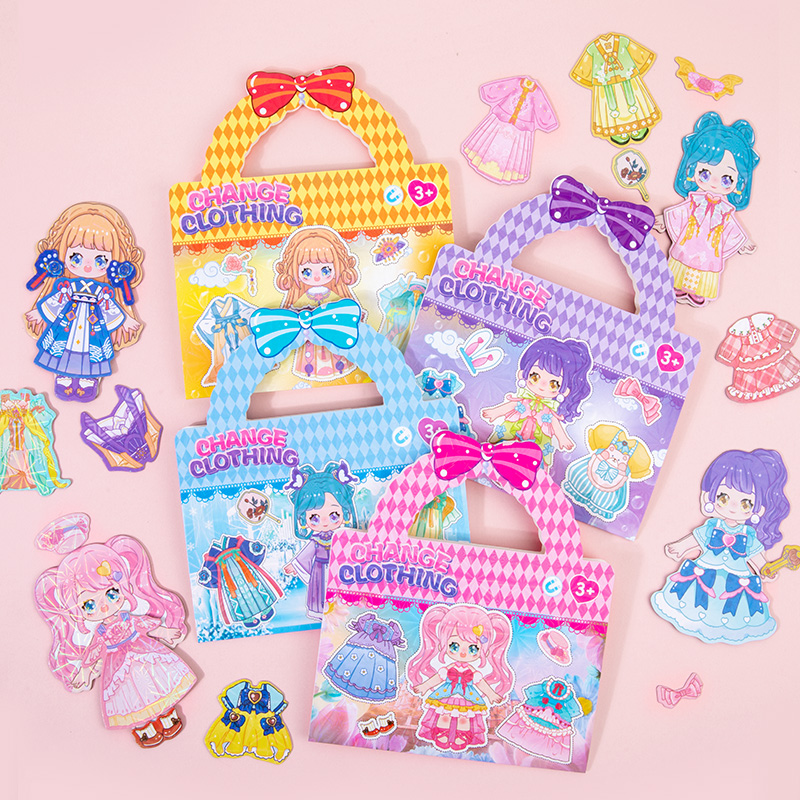 Cartoon change up makeup bag set Girl change quiet book Manual DIY change set change refrigerator sticker four optional CPC CE export certificate Application Scenario