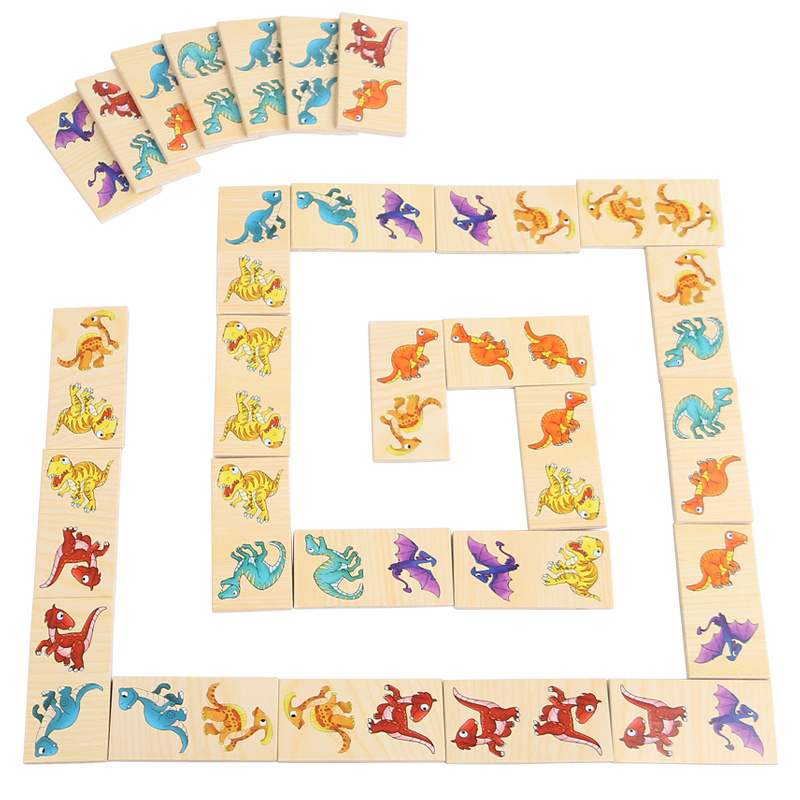 Children's puzzle toys domino jigsaw matching blocks Solitons game props parent-child interactive board game fruit vegetables animal dinosaur traffic shape six optional Application Scenario