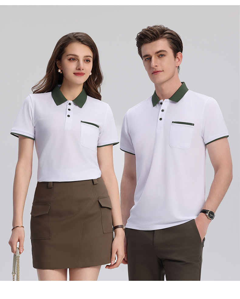 翻领配色口袋POLO衫T恤定制翻领polo衫短袖翻领POLO衫工作服定制T恤文化广告衫印字企业工衣刺绣logo详情17