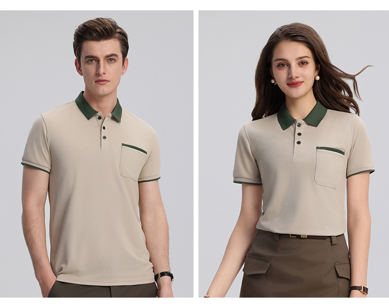 翻领配色口袋POLO衫T恤定制翻领polo衫短袖翻领POLO衫工作服定制T恤文化广告衫印字企业工衣刺绣logo详情18