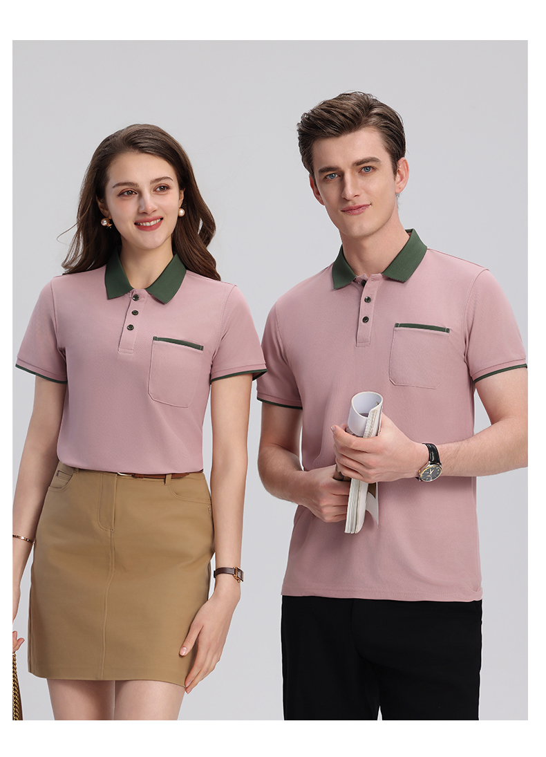 翻领配色口袋POLO衫T恤定制翻领polo衫短袖翻领POLO衫工作服定制T恤文化广告衫印字企业工衣刺绣logo详情23