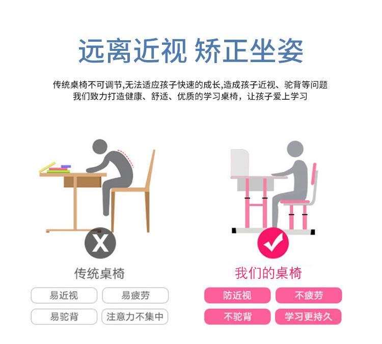 桌椅套装写字桌KT猫小孩学生写字书桌可升降儿童家用学习桌书桌详情5
