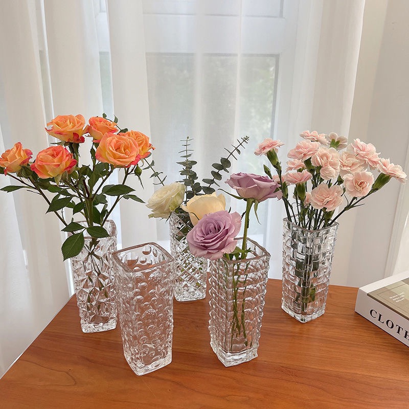 ins retro-style vase ornaments, living room flower arrangements, Nordic creative crystal transparent glass bottles, hydroponic decorations pic 3