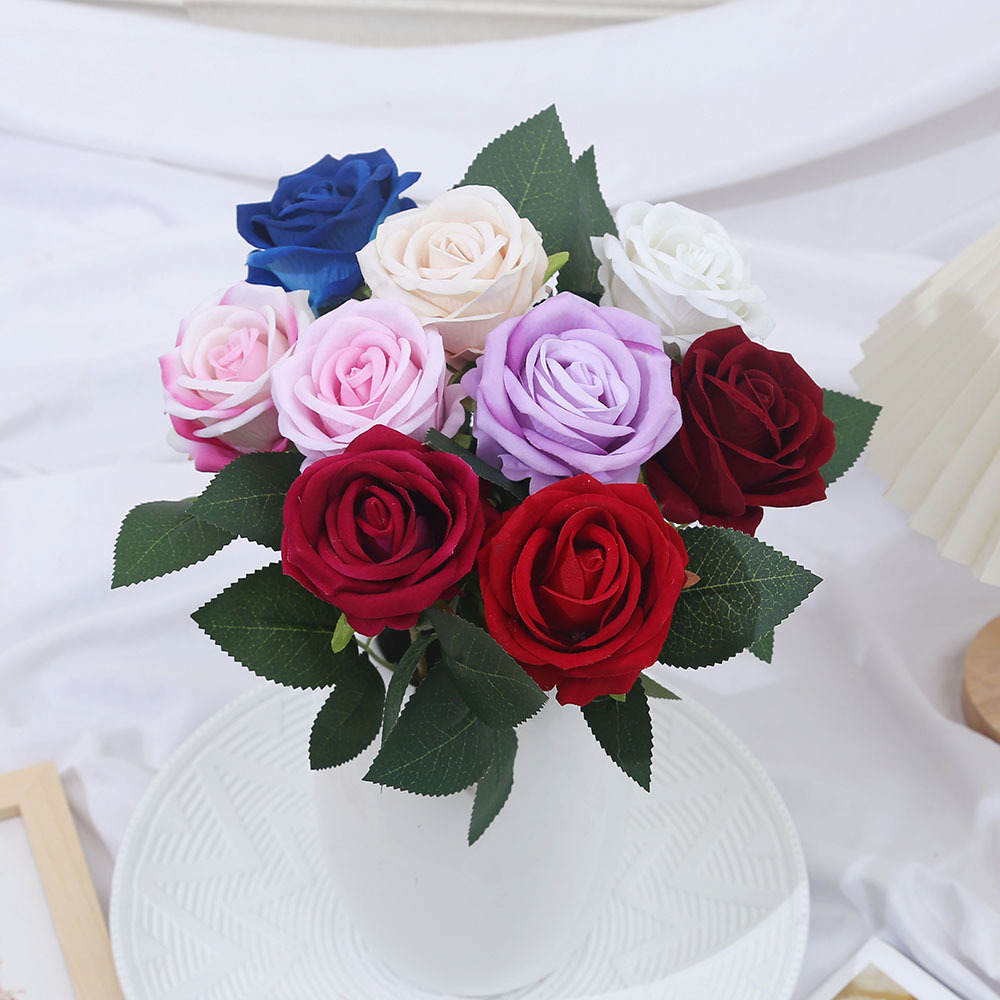 仿真玫瑰花单支绒布玫瑰瀑布仿真花婚礼家居装饰布置假花批发花墙插花装饰详情图4