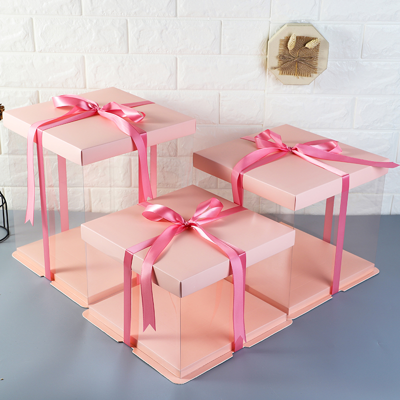 透明生日蛋糕盒子包装盒4四6六8八10+12寸单双层加高厚底网红简约详情1