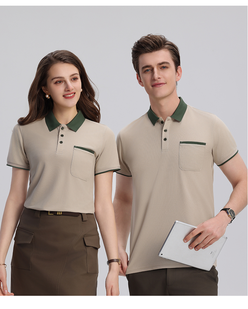 翻领配色口袋POLO衫T恤定制翻领polo衫短袖翻领POLO衫工作服定制T恤文化广告衫印字企业工衣刺绣logo详情19