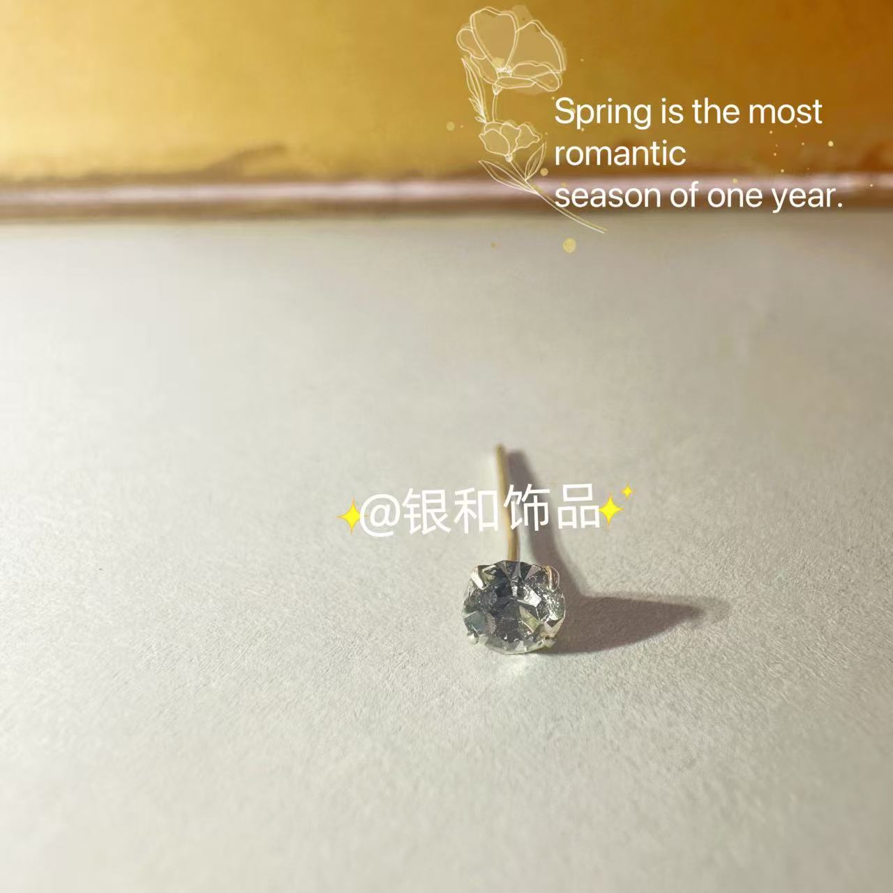 Sterling Silver 925 Nose Stud Rhinestones Popular For Men And Women Small Nose Stud details Picture