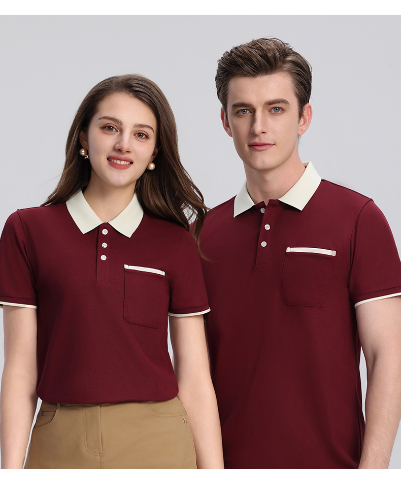 翻领配色口袋POLO衫T恤定制翻领polo衫短袖翻领POLO衫工作服定制T恤文化广告衫印字企业工衣刺绣logo详情21