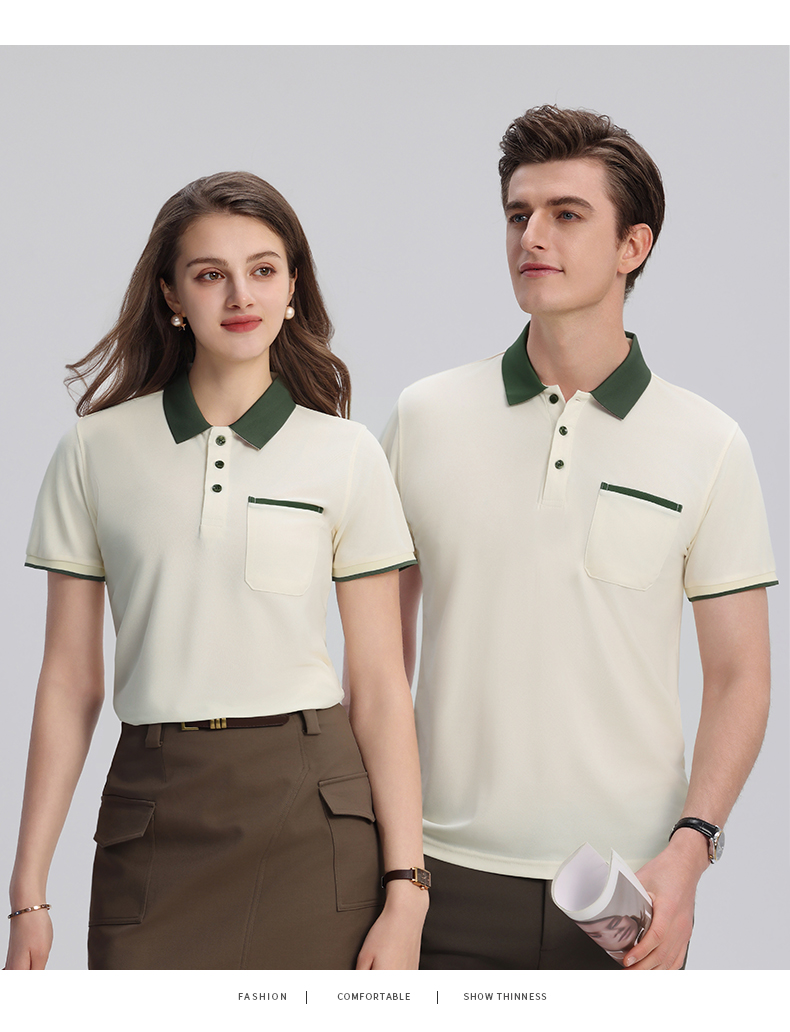 翻领配色口袋POLO衫T恤定制翻领polo衫短袖翻领POLO衫工作服定制T恤文化广告衫印字企业工衣刺绣logo详情15