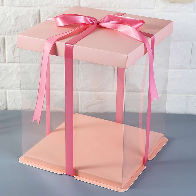 透明生日蛋糕盒子包装盒4四6六8八10+12寸单双层加高厚底网红简约详情5