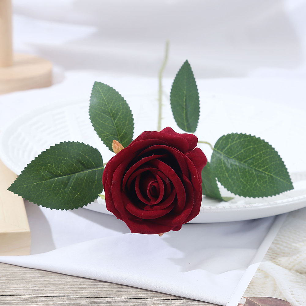 仿真玫瑰花单支绒布玫瑰瀑布仿真花婚礼家居装饰布置假花批发花墙插花装饰详情图7