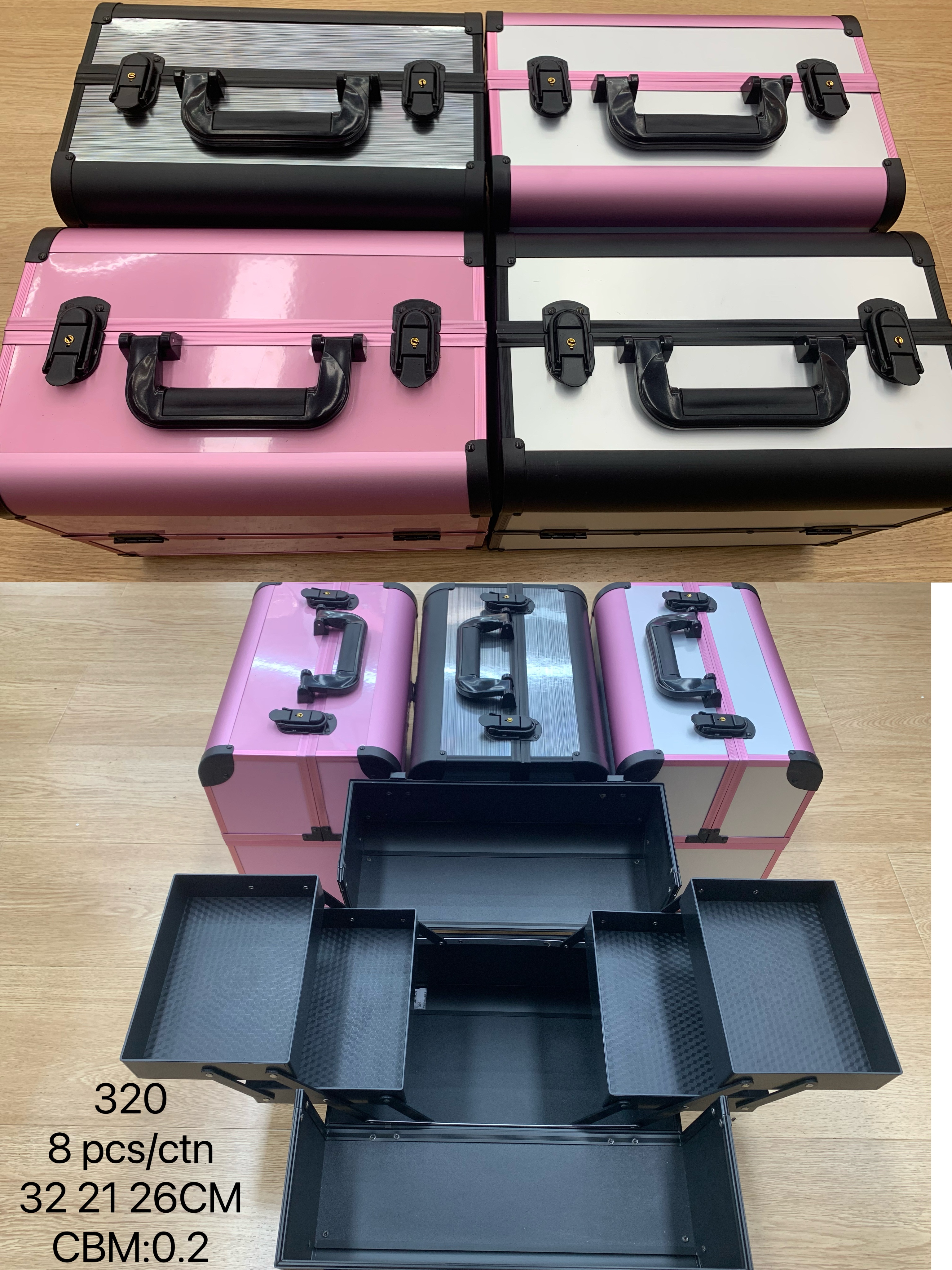 义乌好货  新款彩铝双开高档手提化妆箱