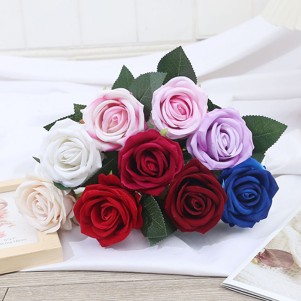 仿真玫瑰花单支绒布玫瑰瀑布仿真花婚礼家居装饰布置假花批发花墙插花装饰详情图5