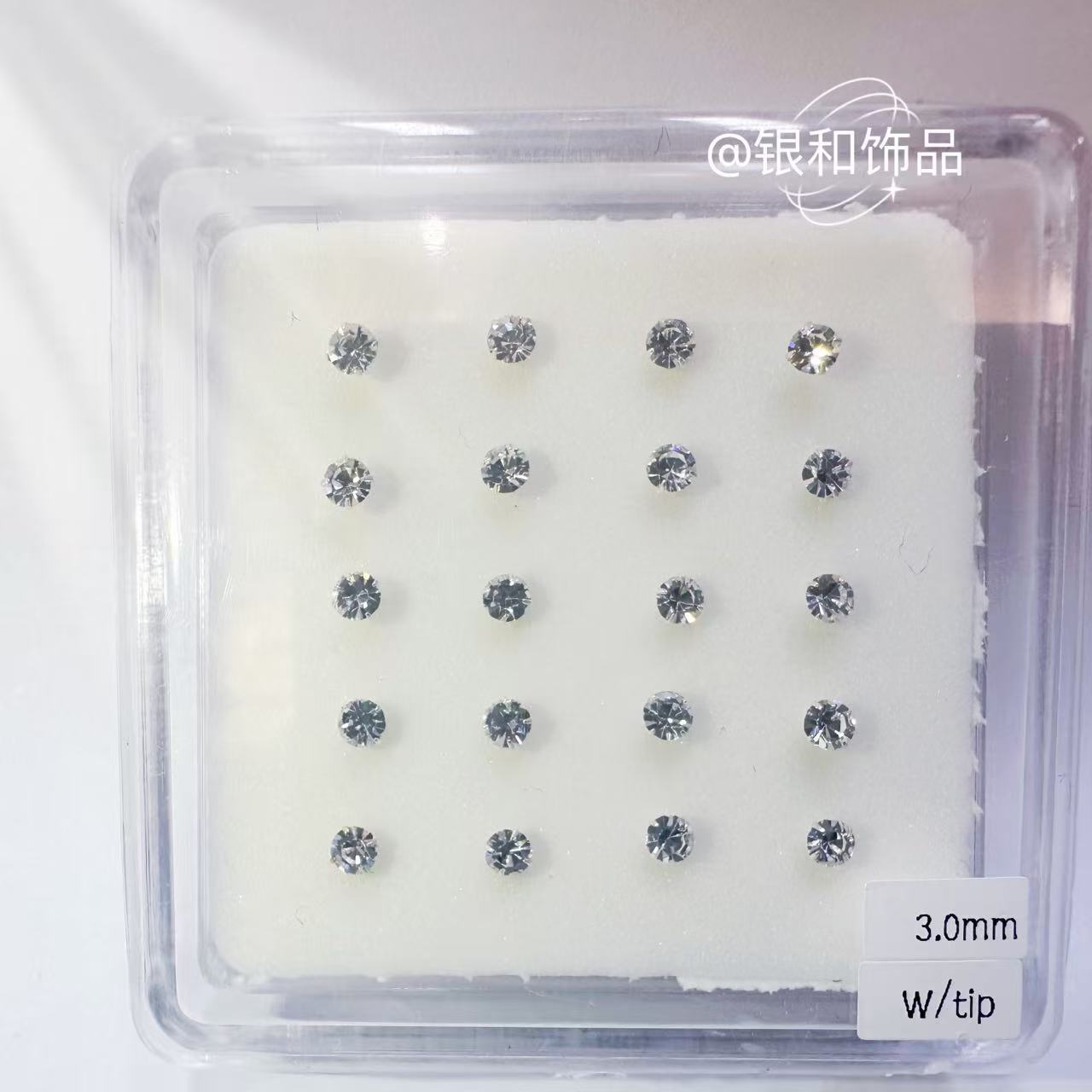 Sterling Silver 925 Nose Stud Rhinestones Popular For Men And Women Small Nose Stud Specification drawing