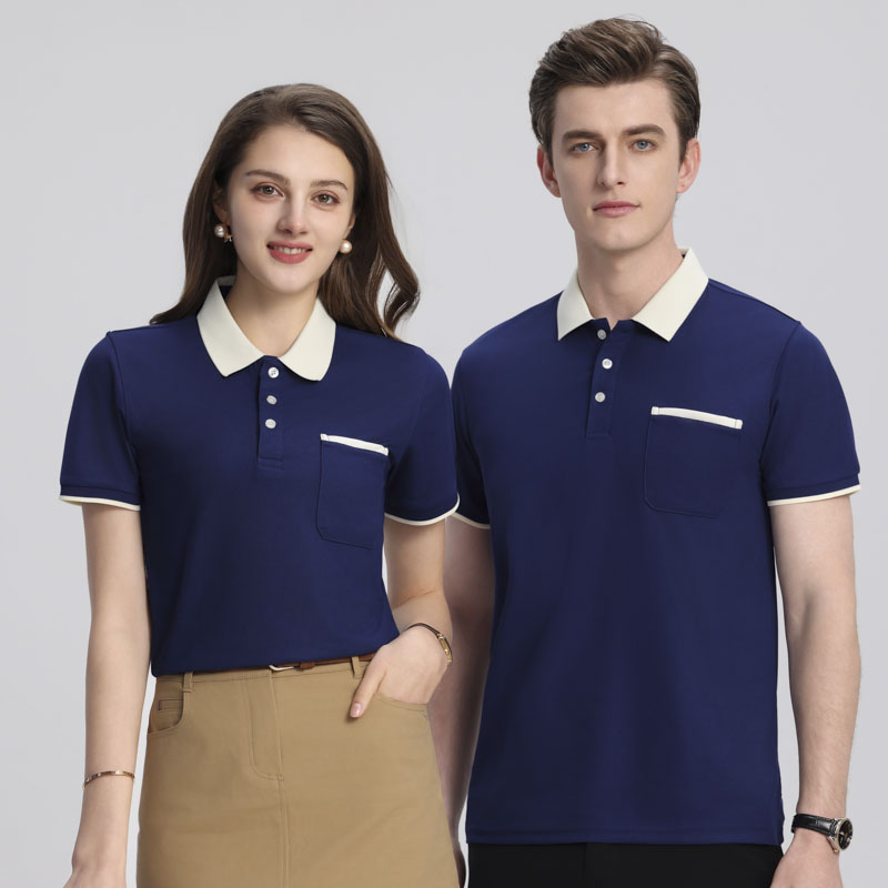 Lapel color pocket POLO shirt, T-shirt custom lapel polo shirt, short-sleeved lapel POLO shirt, work uniform custom T-shirt, cultural advertising shirt, printed enterprise work uniform, embroidered logo details Picture