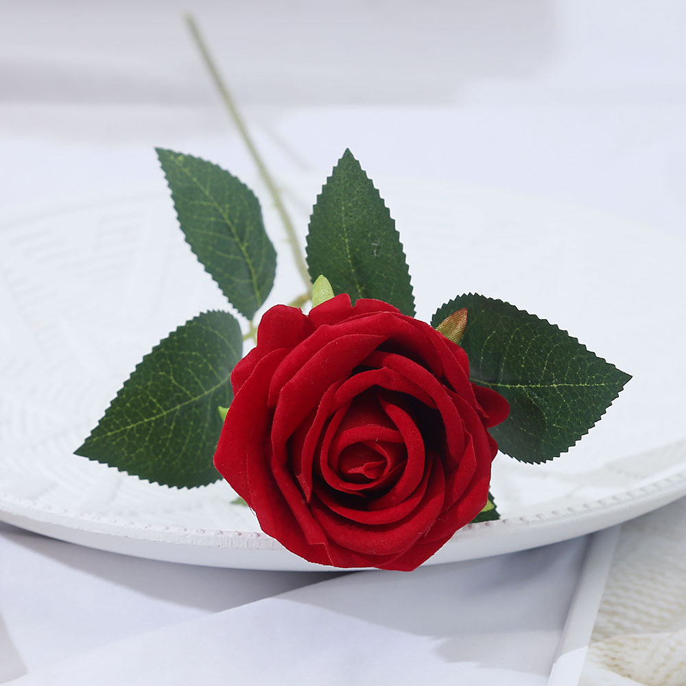 仿真玫瑰花单支绒布玫瑰瀑布仿真花婚礼家居装饰布置假花批发花墙插花装饰详情图6