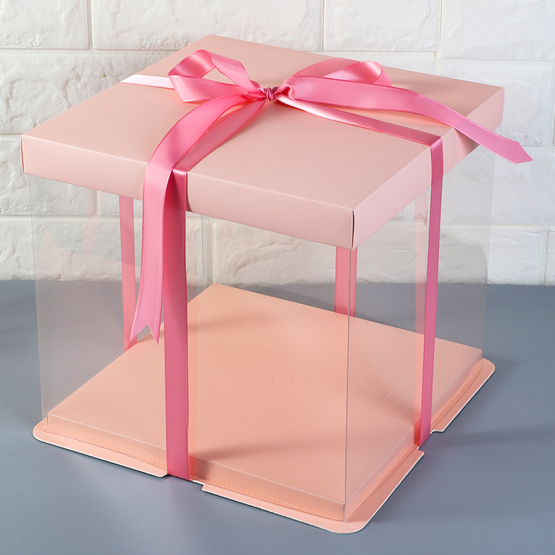 透明生日蛋糕盒子包装盒4四6六8八10+12寸单双层加高厚底网红简约详情4