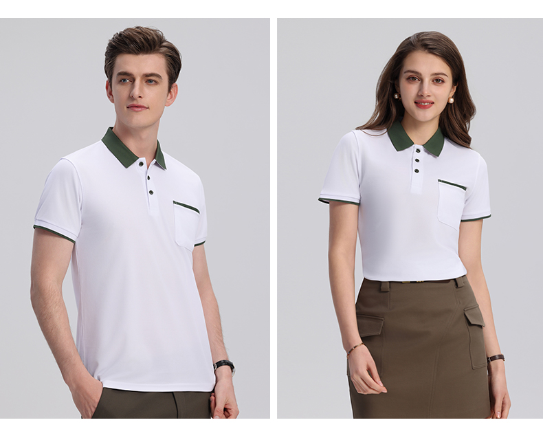 翻领配色口袋POLO衫T恤定制翻领polo衫短袖翻领POLO衫工作服定制T恤文化广告衫印字企业工衣刺绣logo详情16