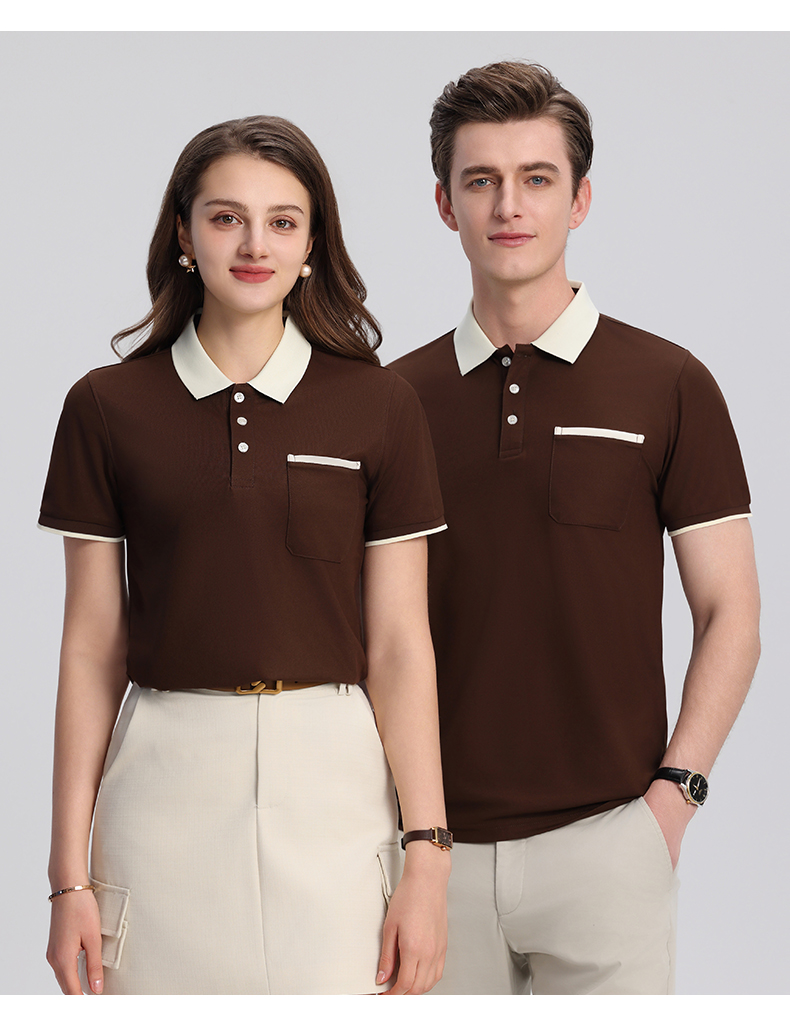 翻领配色口袋POLO衫T恤定制翻领polo衫短袖翻领POLO衫工作服定制T恤文化广告衫印字企业工衣刺绣logo详情14